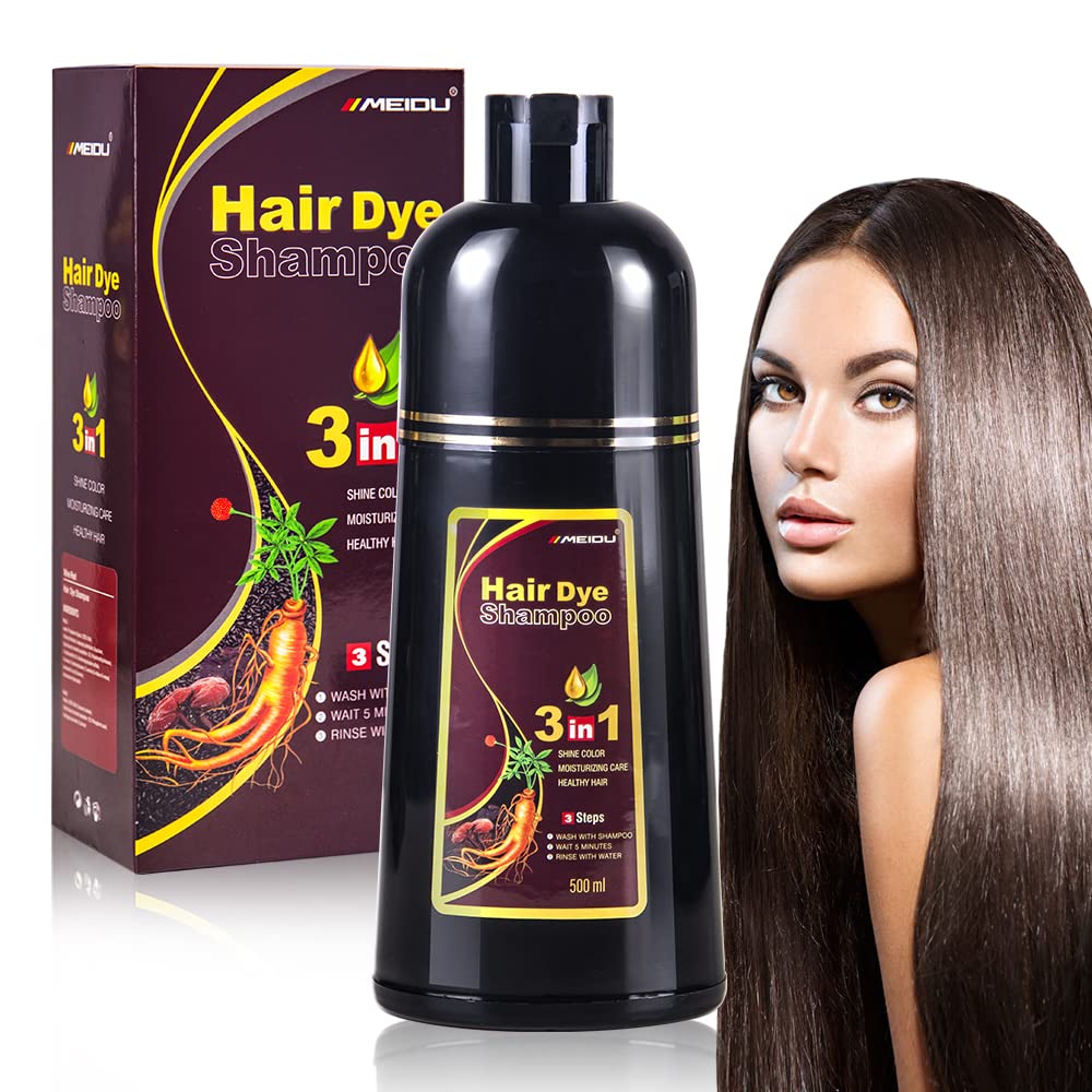 COSMTEK MEIDU Black Hair Dye Shampoo for Gray Hair, Semi-Permanent Hair Color Shampoo for Women and Men, Herbal Ingredients and Ammonia Free, 3 in 1-100% Grey Coverage(17.6 Fl oz) 的副本